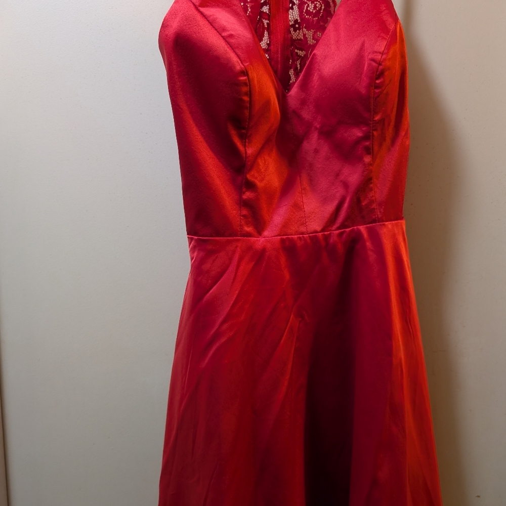 B Darlin lace back mini dress. Red, 9-10. It has pockets! - Picture 4 of 9